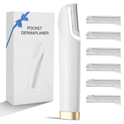 Electric Women Sonic Dermaplaning Razor Facial Exfoliation Hair Remover LED Face Fuzz Hair Scraper 6 Cutter Head Portable Shaver